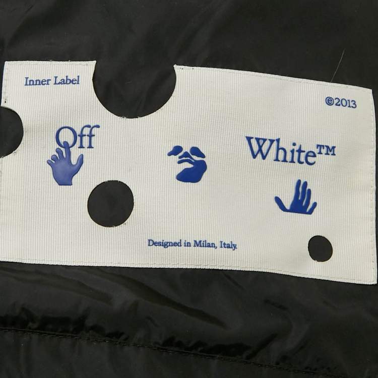 Pre Owned Off-White Black Logo Print Synthetic Hooded Windbreaker Jacket S