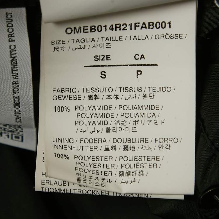 Pre Owned Off-White Black Logo Print Synthetic Hooded Windbreaker Jacket S