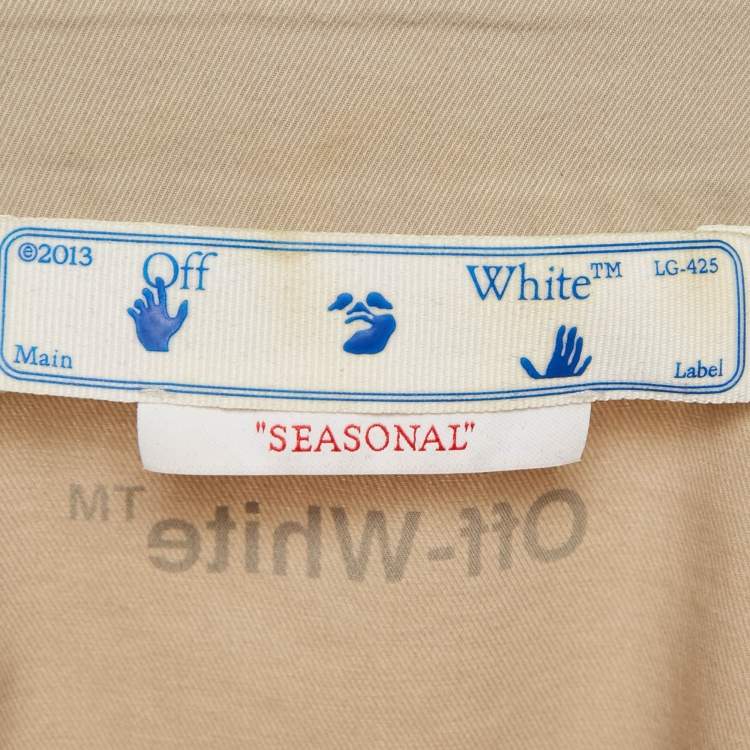 Pre Owned Off-White Beige Arrow Print Cotton Blend Shirt M
