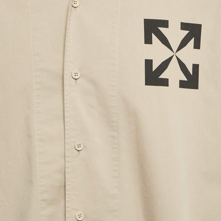 Pre Owned Off-White Beige Arrow Print Cotton Blend Shirt M