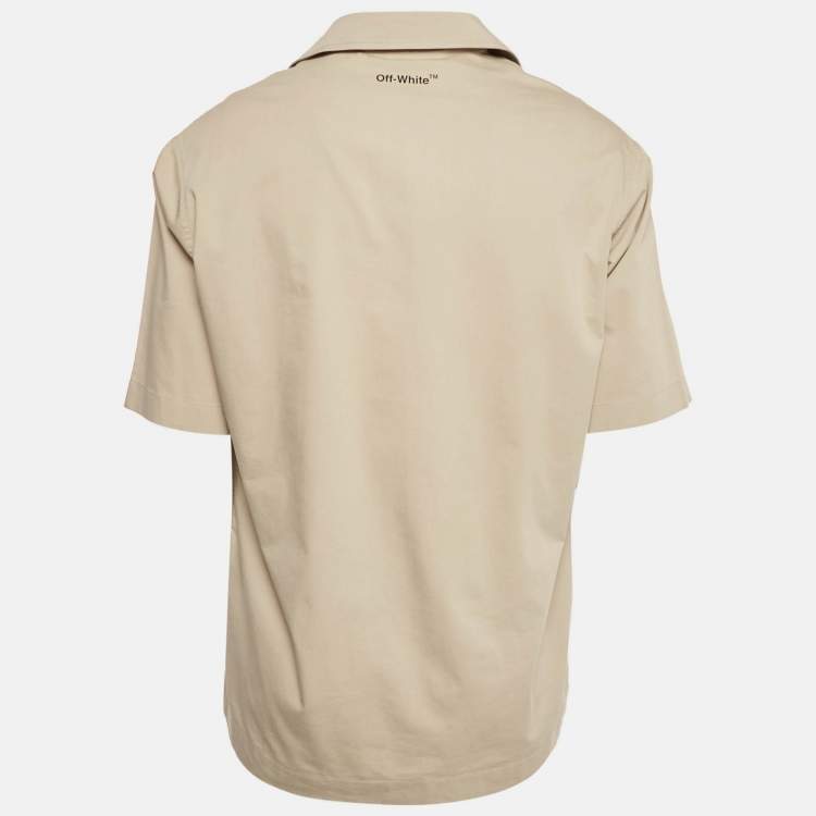 Pre Owned Off-White Beige Arrow Print Cotton Blend Shirt M