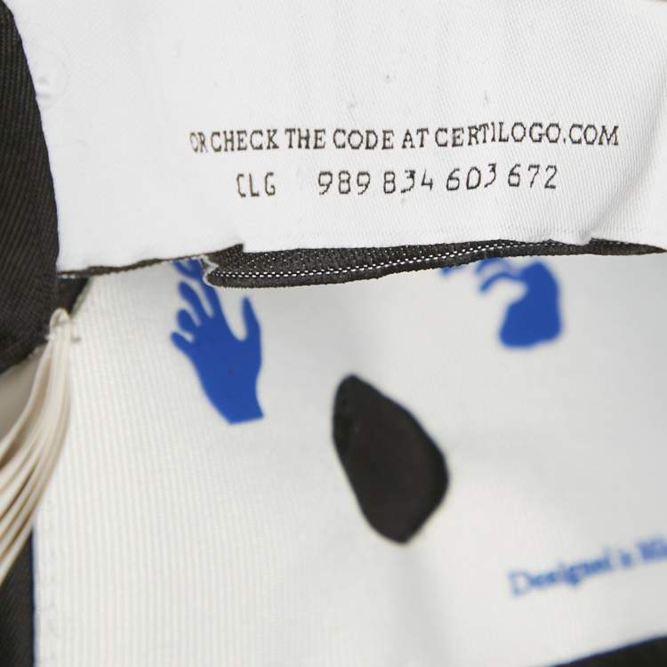 Pre Owned Off-White Black Logo Print Synthetic Bomber Jacket L