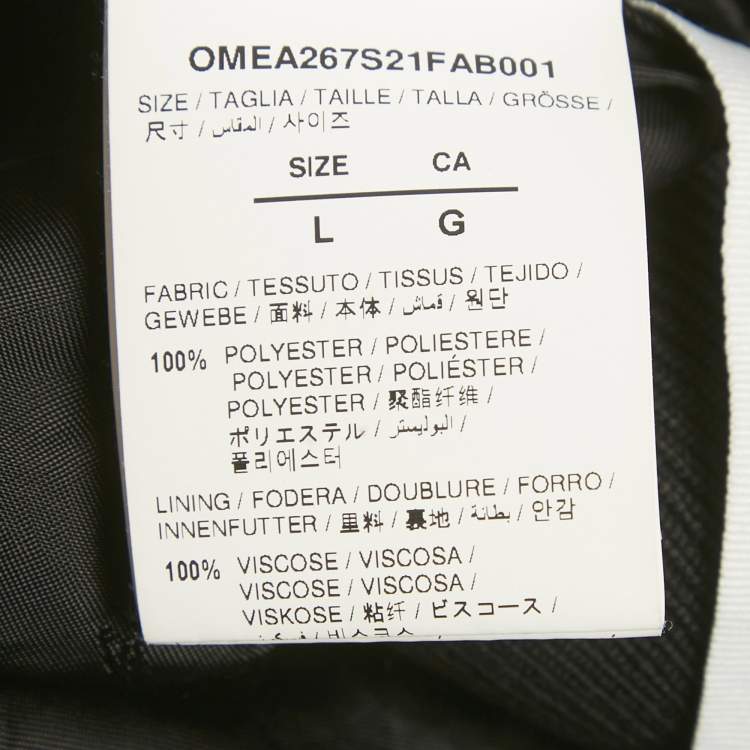 Pre Owned Off-White Black Logo Print Synthetic Bomber Jacket L