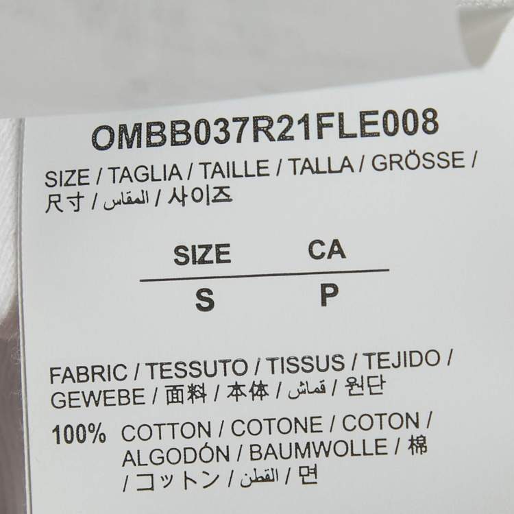 Pre Owned Off-White White Logo Print Cotton Hoodie S