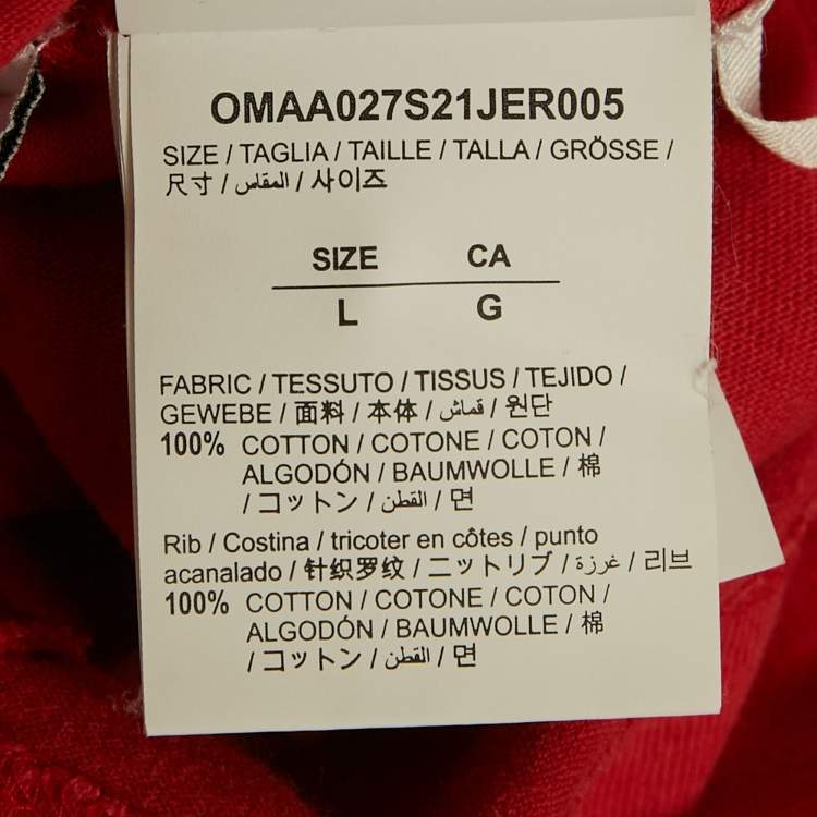 Pre Owned Off-White Red Spray Mark Arrow Print Cotton Slim T-Shirt L