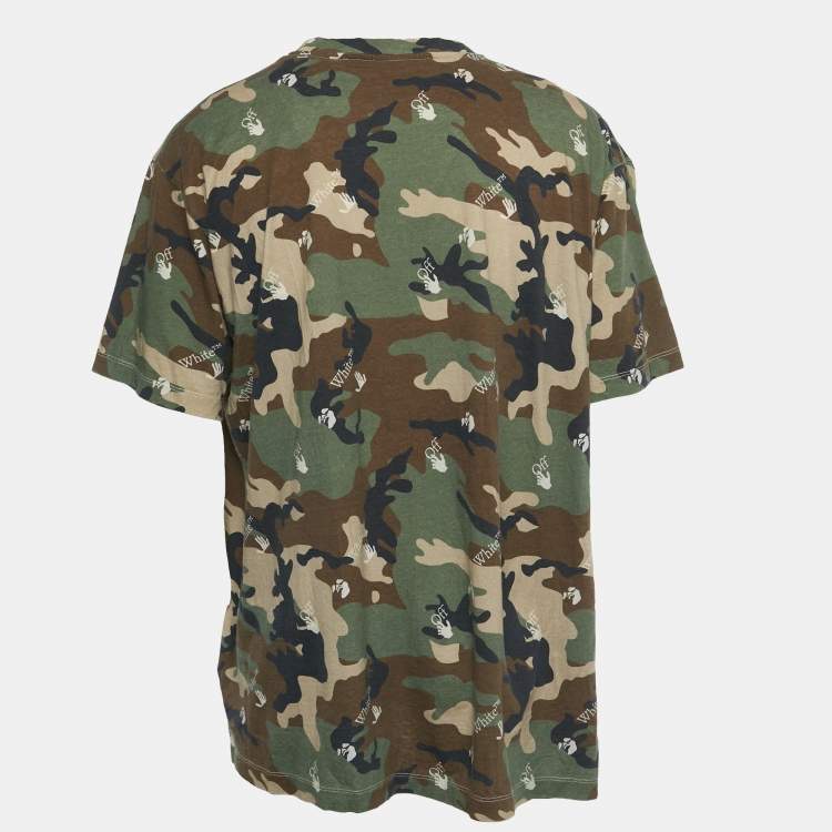 مملوكة مسبقًا Off-White Green Camouflage Jersey T-Shirt M