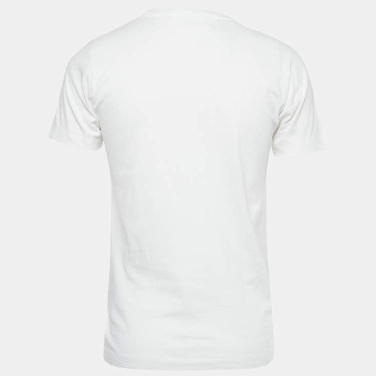 Pre Owned Off-White White Logo Embroidered Jersey T-Shirt XS