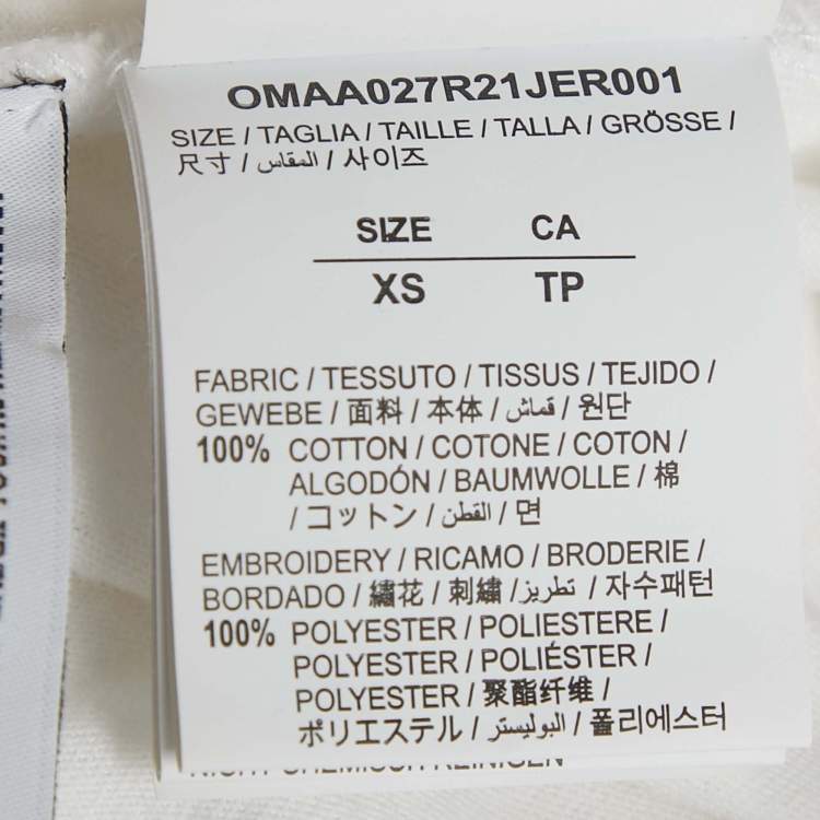 Pre Owned Off-White White Logo Embroidered Jersey T-Shirt XS