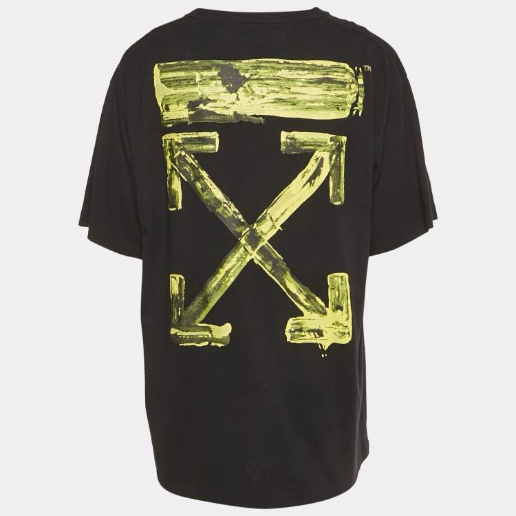Pre Owned Off-White Black Acrylic Arrow Print Cotton T-Shirt L