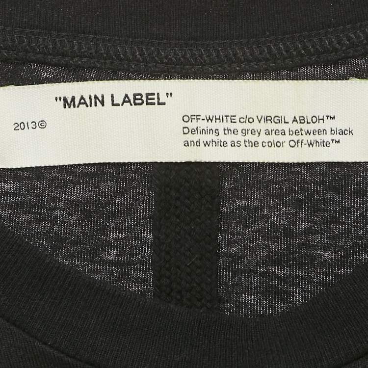 Pre Owned Off-White Black Tape Arrow Print Cotton Crew Neck T-Shirt S