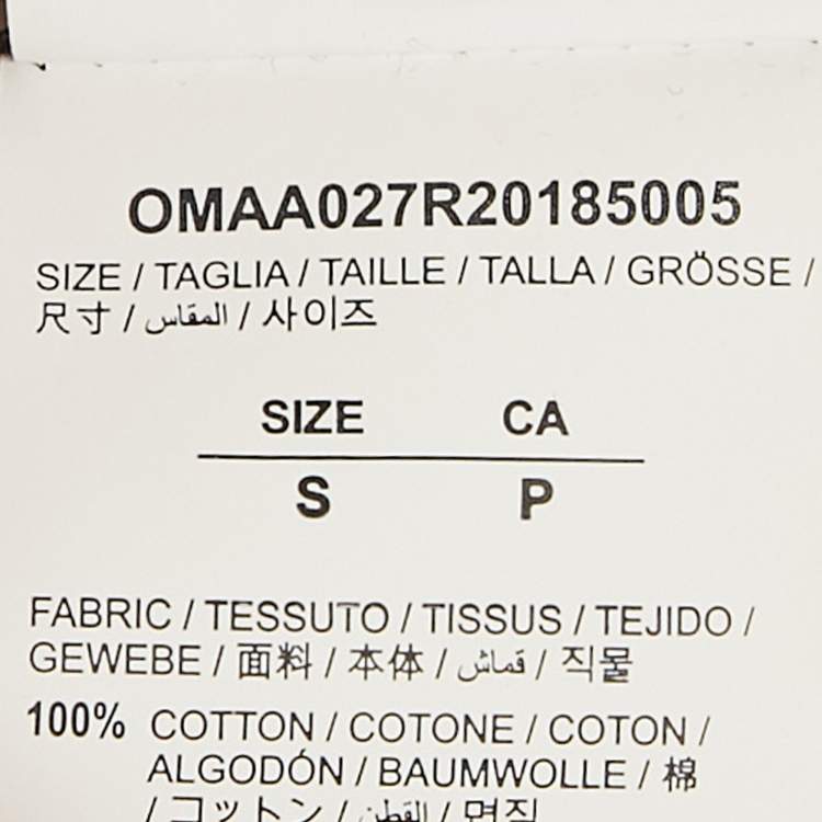 Pre Owned Off-White Black Tape Arrow Print Cotton Crew Neck T-Shirt S