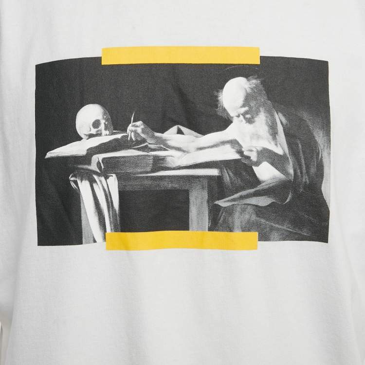 Pre Owned Off-White White Caravaggio Painting Printed Cotton Knit T-Shirt XXL