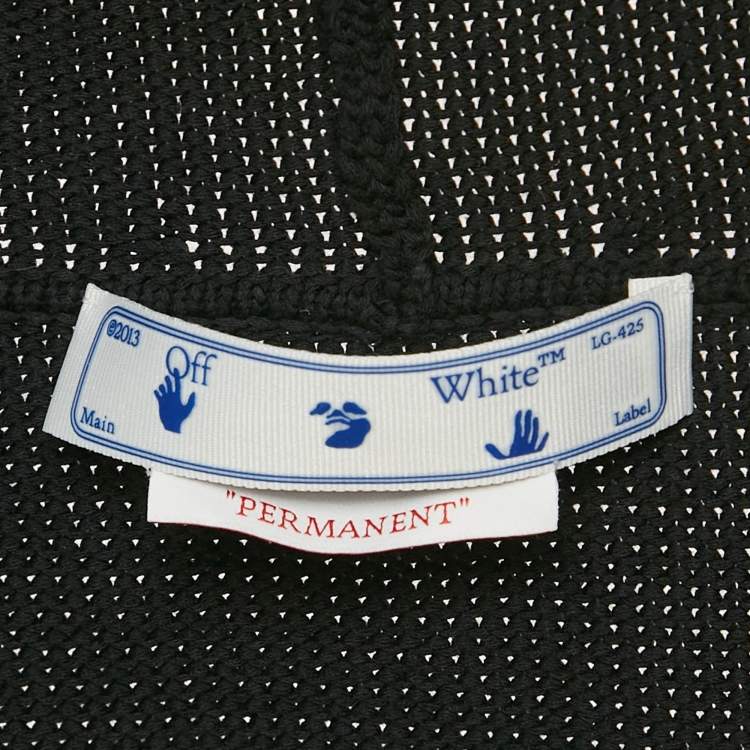 مملوكة مسبقًا Off-White Black Arrow Intarsia Knit Zip-Up Hoodie M