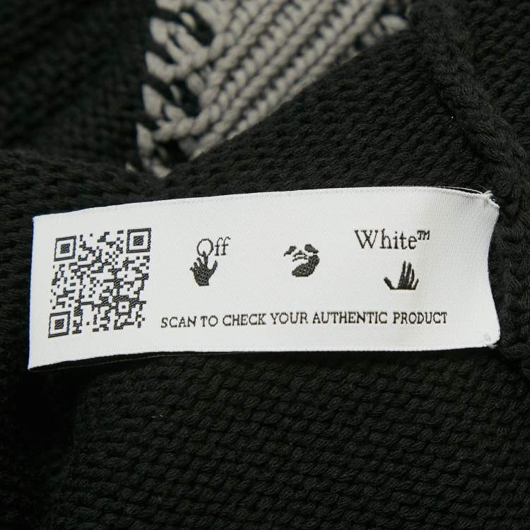 مملوكة مسبقًا Off-White Black Arrow Intarsia Knit Zip-Up Hoodie M