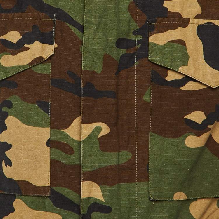 مملوكة مسبقًا Off-White Green Camo Print Cotton Hooded Field Jacket XXS