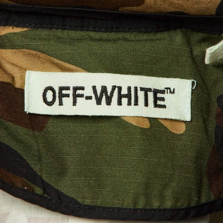 مملوكة مسبقًا Off-White Green Camo Print Cotton Hooded Field Jacket XXS