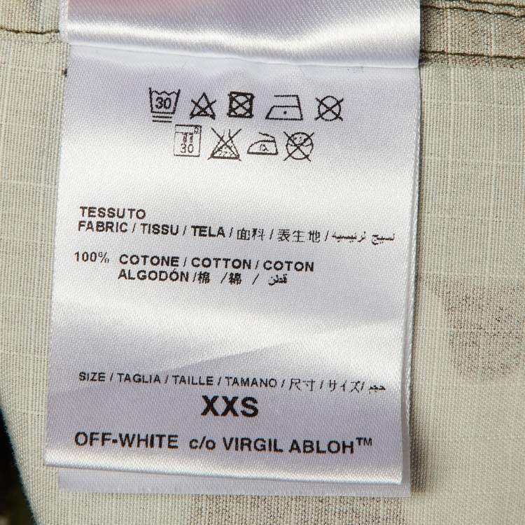 مملوكة مسبقًا Off-White Green Camo Print Cotton Hooded Field Jacket XXS