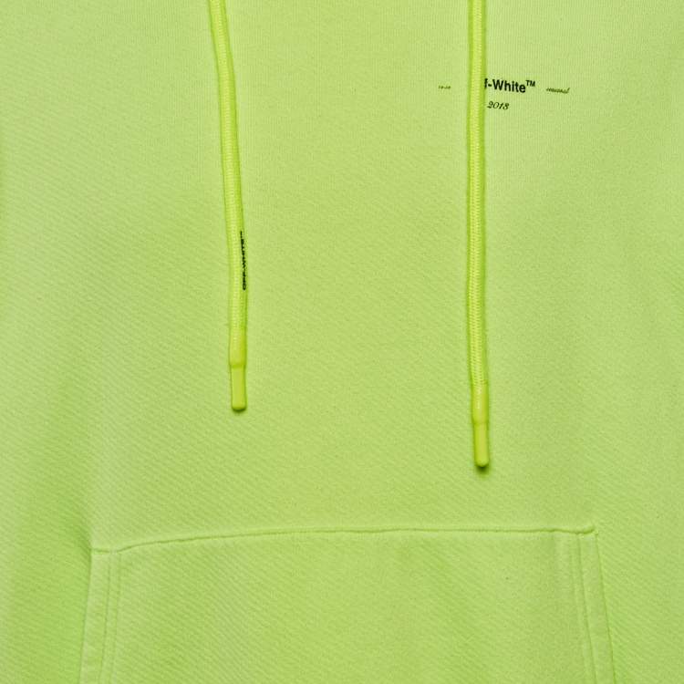 مملوكة مسبقًا Off-White Neon Green Tape Embroidered Cotton Hoodie XL