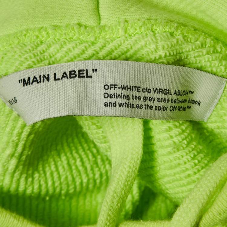 مملوكة مسبقًا Off-White Neon Green Tape Embroidered Cotton Hoodie XL
