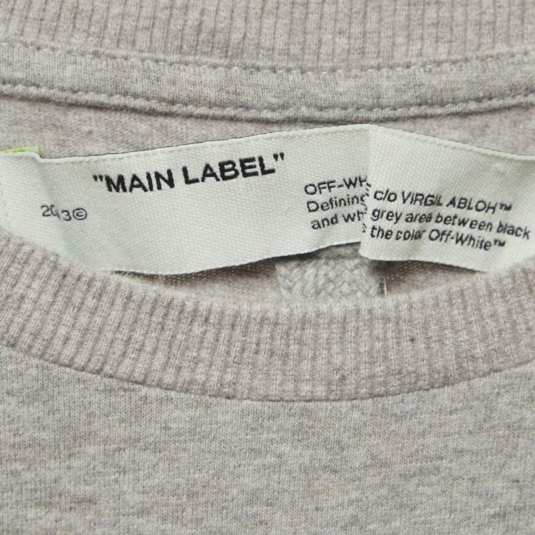 Pre Owned Off-White Grey Print Cotton Half Sleeve T-Shirt S