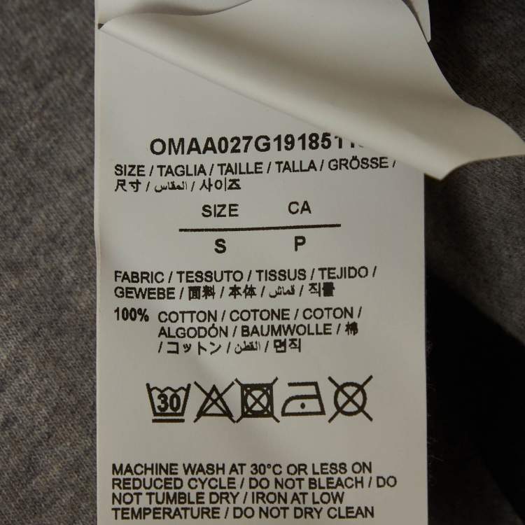 Pre Owned Off-White Grey Print Cotton Half Sleeve T-Shirt S