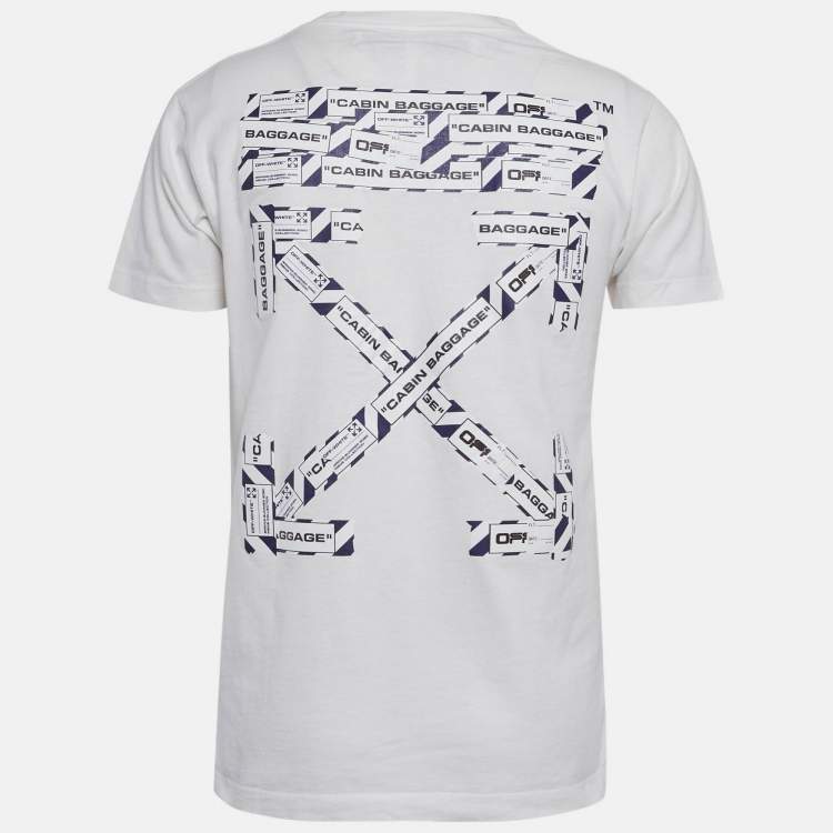 Pre Owned Off-White White Print Cotton Half Sleeve T-Shirt S