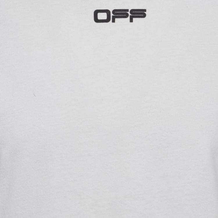 Pre Owned Off-White White Print Cotton Half Sleeve T-Shirt S