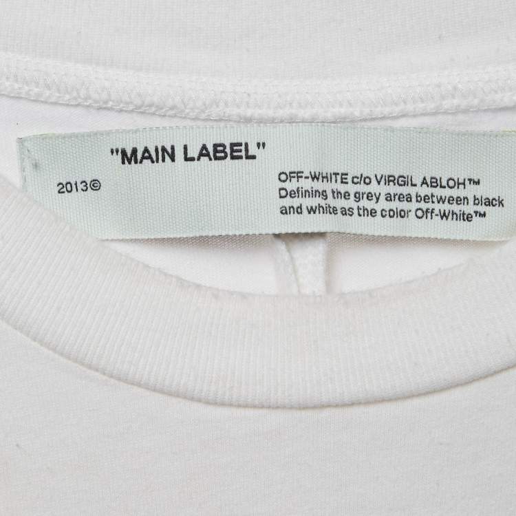 Pre Owned Off-White White Print Cotton Half Sleeve T-Shirt S