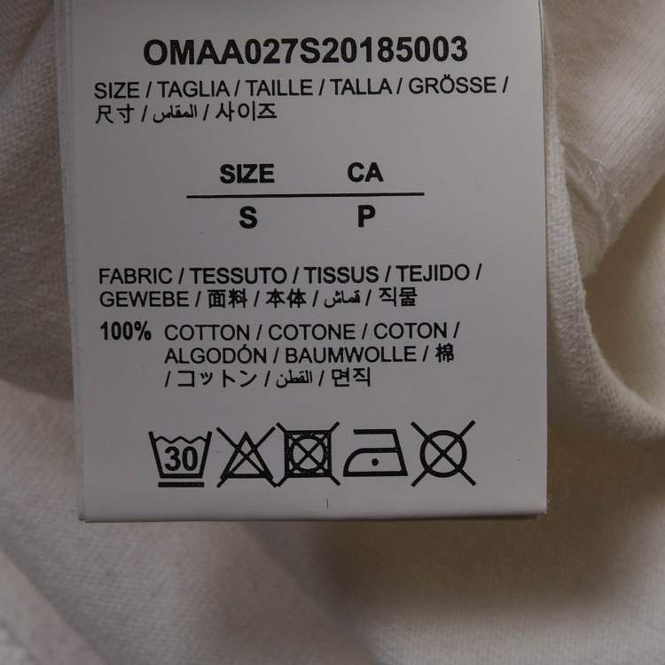 Pre Owned Off-White White Print Cotton Half Sleeve T-Shirt S