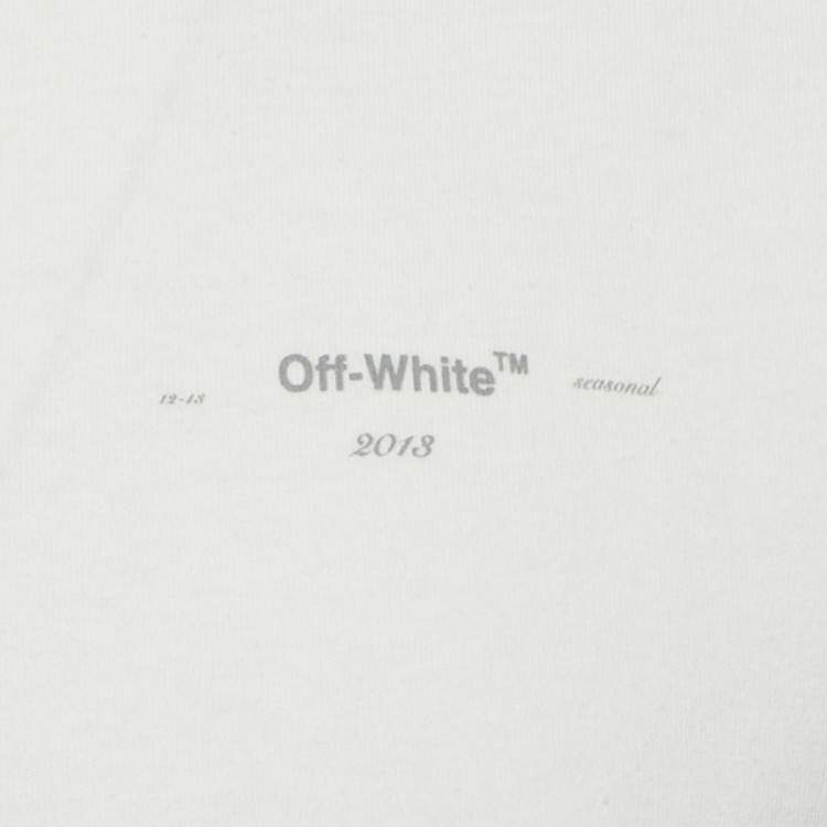 Pre Owned Off-White White Logo Print Cotton Crew Neck T-Shirt S