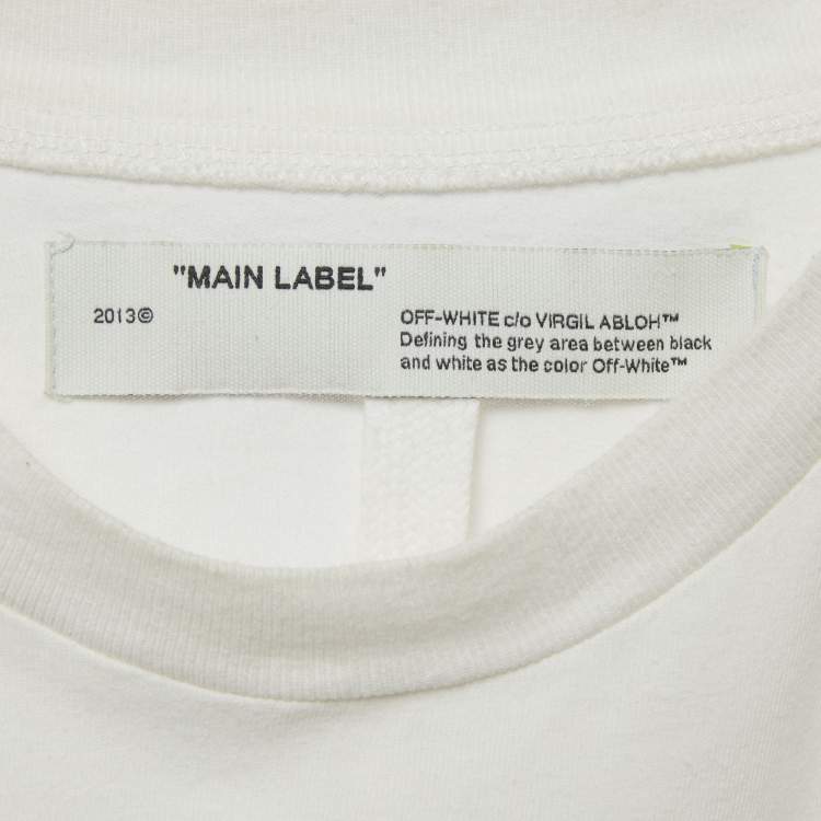 Pre Owned Off-White White Logo Print Cotton Crew Neck T-Shirt S