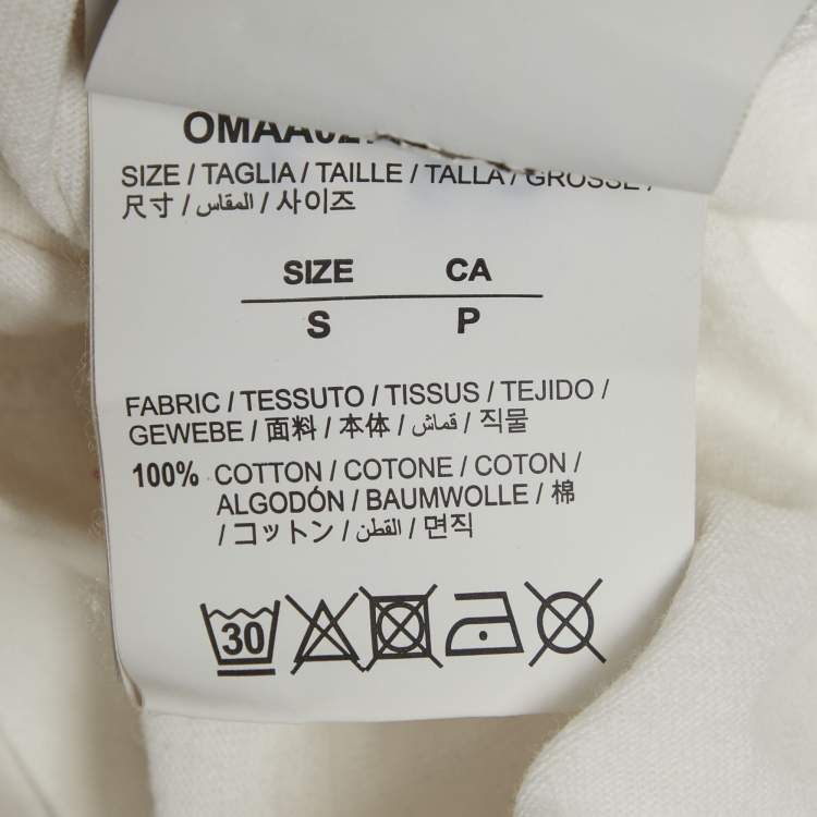 Pre Owned Off-White White Logo Print Cotton Crew Neck T-Shirt S