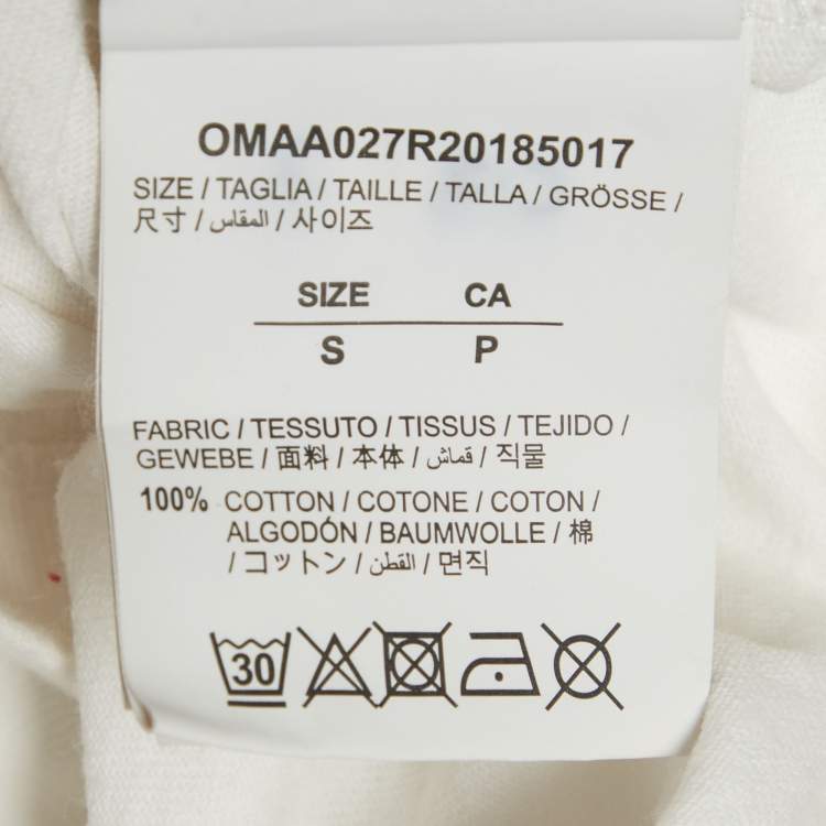 Pre Owned Off-White White Logo Print Cotton Crew Neck T-Shirt S