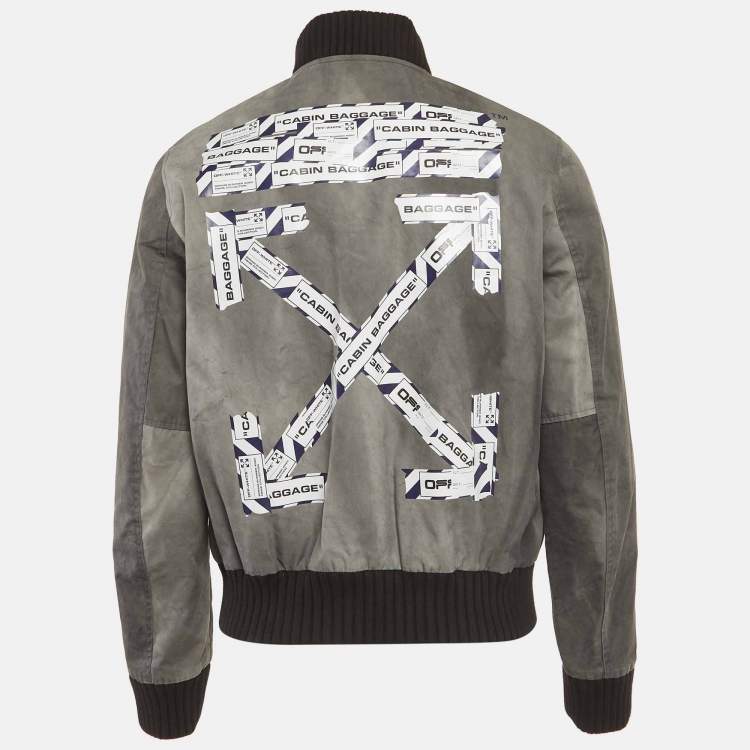 Pre Owned Off-White Grey Twill Virgil Abloh Bomber Jacket M