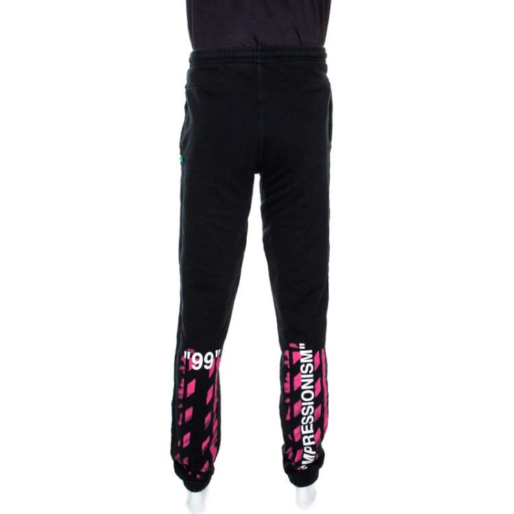 Pre Owned Off-White Black Impressionism Print Cotton Jogger Pants M