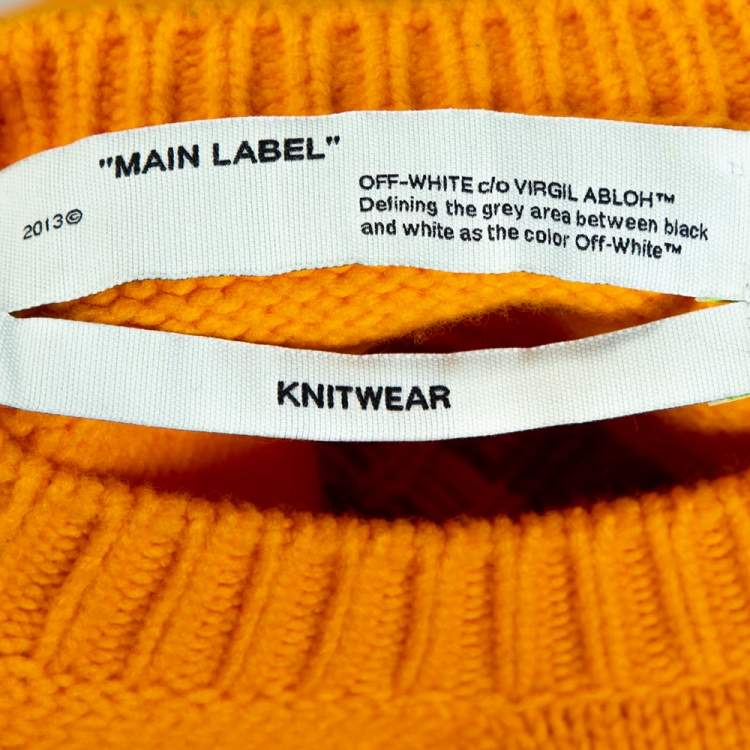 Pre Owned Off-White Yellow Bonded Knit Crew Neck Sweater M