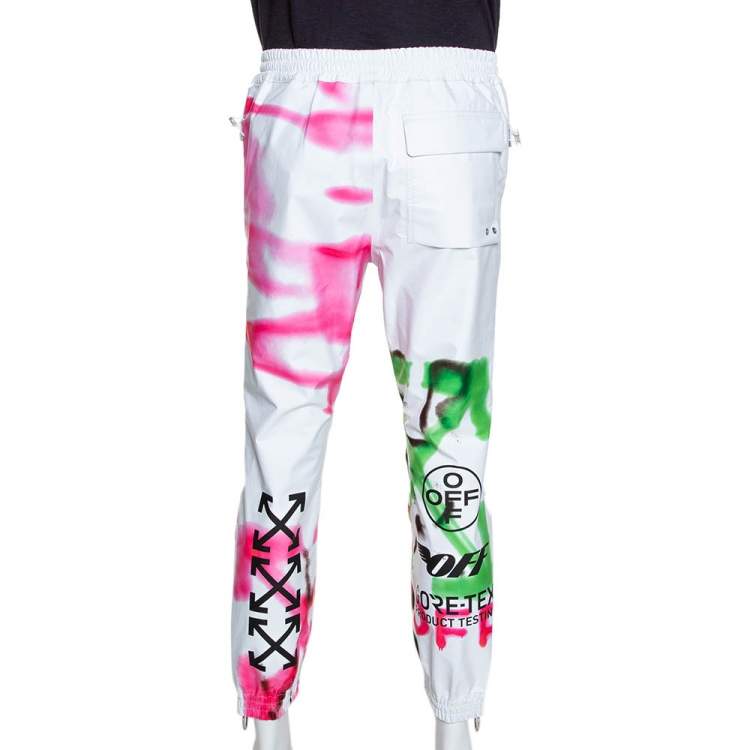 Pre Owned Off White White Gore-Tex Spray Paint Logo Detail Track Pants M