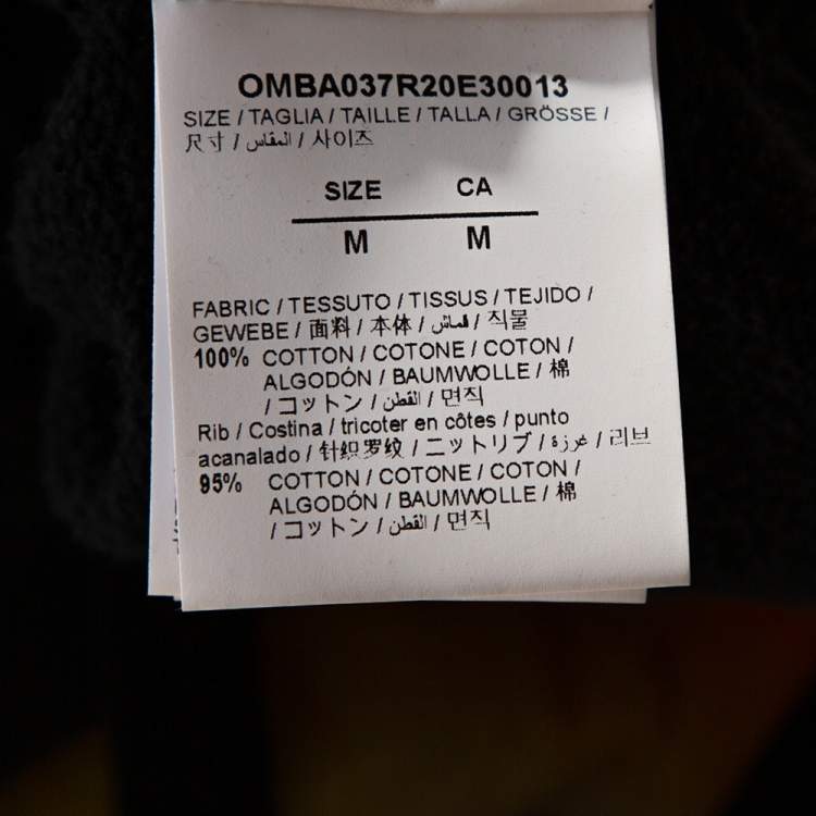 Pre Owned Off-White Dark Grey Hand Logo Print Cotton Sweatshirt M