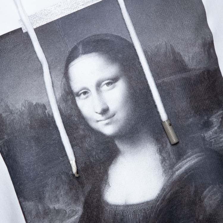 Pre Owned Off-White White Diag Monalisa Print Cotton Hooded Sweatshirt M