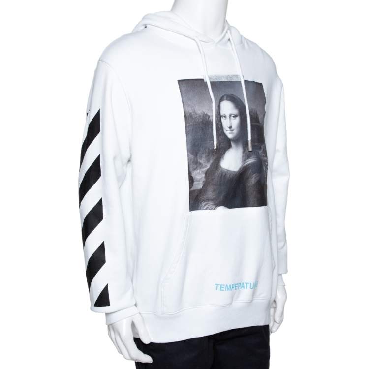 Off-White Cotton Graphic Print Hoodie