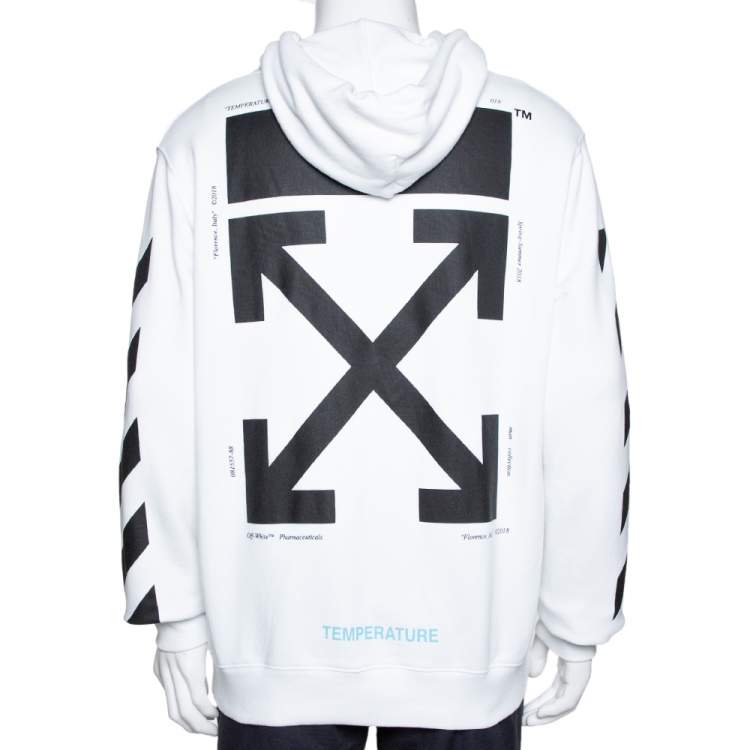 Pre Owned Off-White White Diag Monalisa Print Cotton Hooded Sweatshirt M