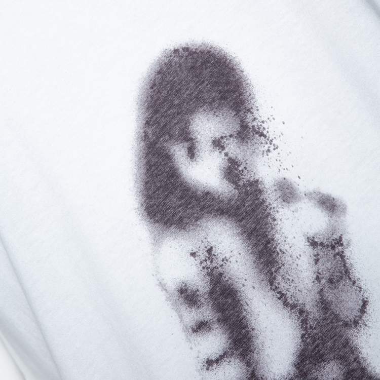 Pre Owned Off White White Cotton MJ Illusionist Print Crew Neck T Shirt L 