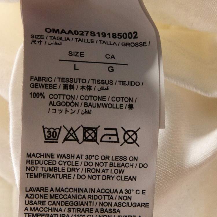 Pre Owned Off White White Cotton MJ Illusionist Print Crew Neck T Shirt L 