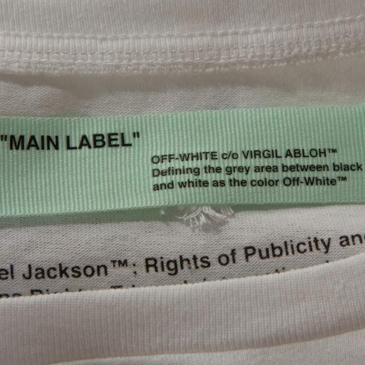 Pre Owned Off White White Cotton MJ Illusionist Print Crew Neck T Shirt L 