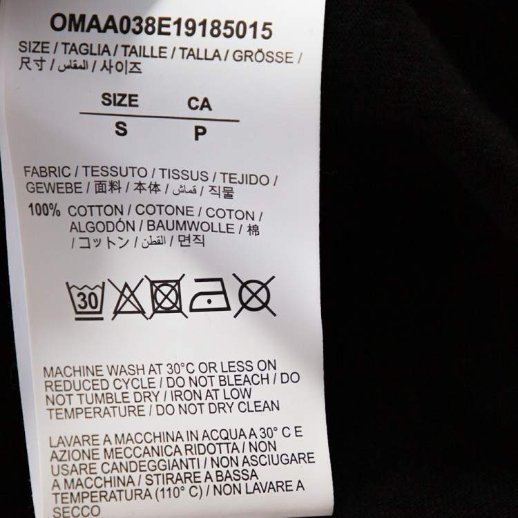 Pre Owned Off-White Black Cotton Waterfall Print Round Neck T Shirt S