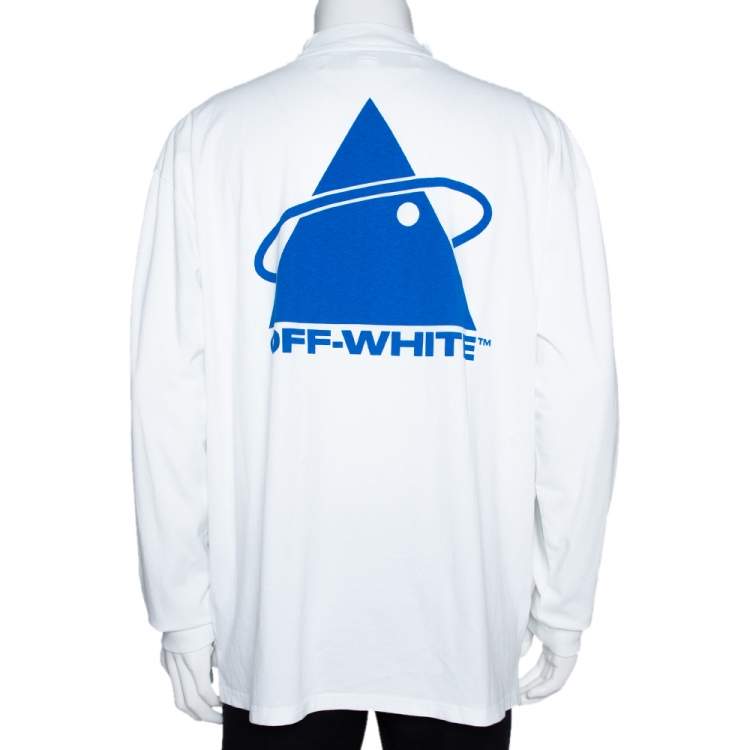 Pre Owned Off-White White Cotton Triangle Planet Print Oversized T-Shirt M