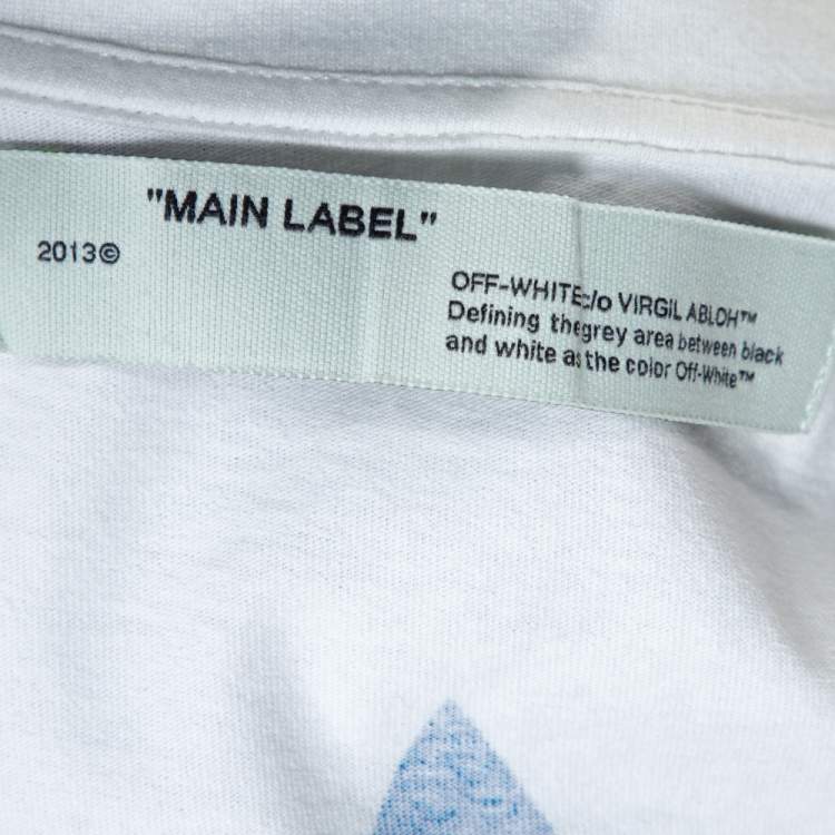 Pre Owned Off-White White Cotton Triangle Planet Print Oversized T-Shirt M