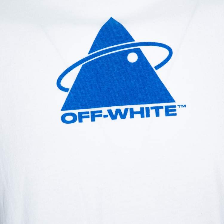 Pre Owned Off-White White Cotton Triangle Planet Print Oversized T-Shirt M
