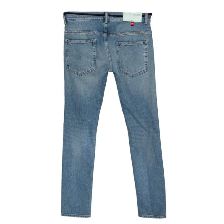 Pre Owned Off-White Blue Denim Drawstring Waist Detail Skinny Jeans XS