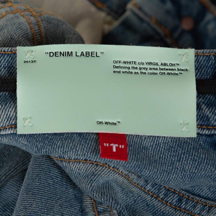Pre Owned Off-White Blue Denim Drawstring Waist Detail Skinny Jeans XS